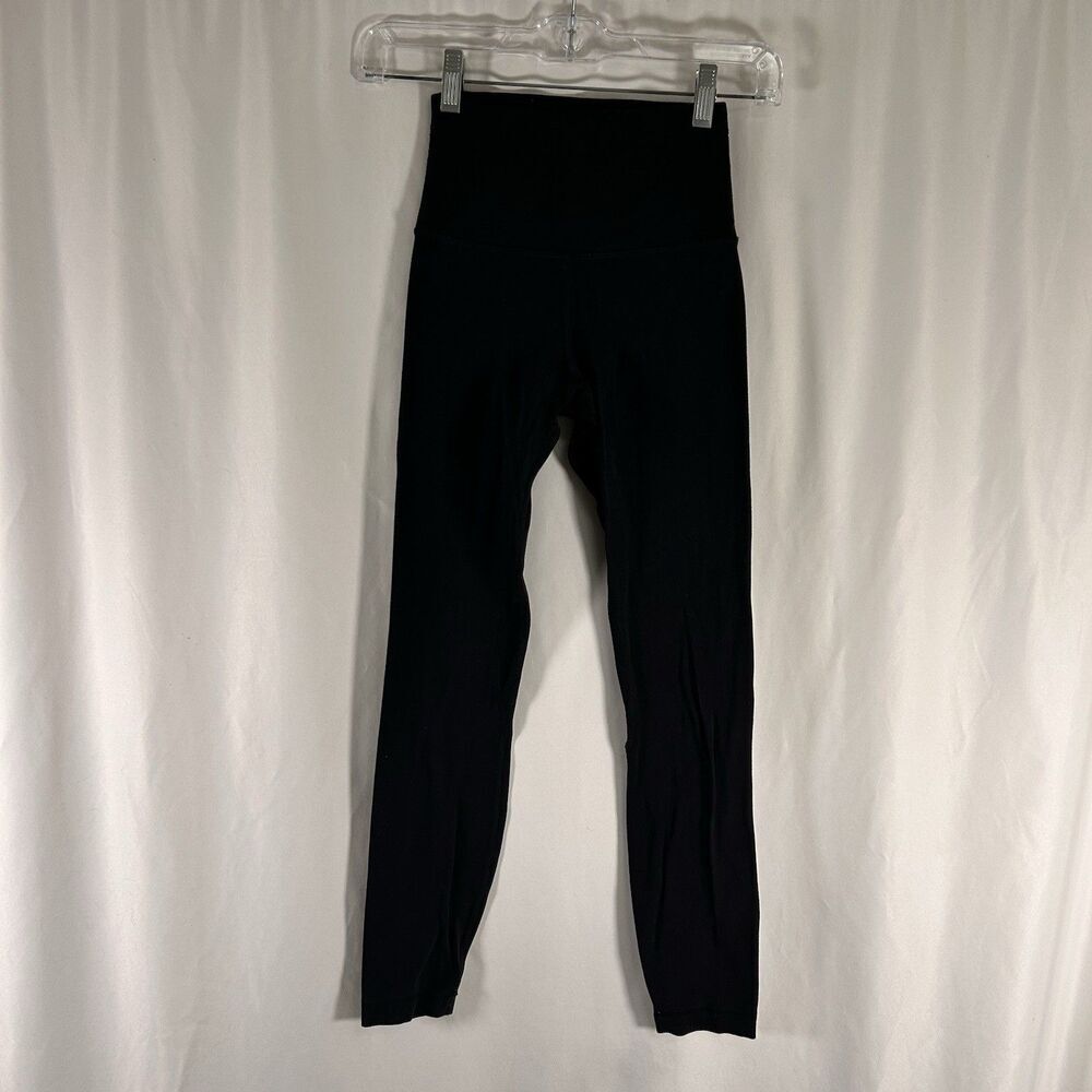 Lululemon Leggings Women's 2 Black Pull On Stretch Mid Rise 27" Inseam